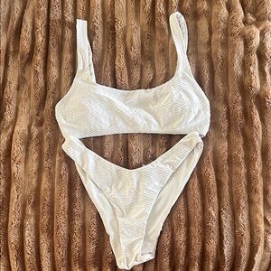 Aerie White Textured Bathing Suit